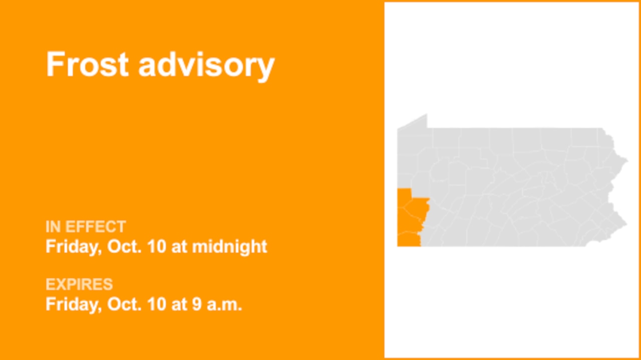 Frost advisory issued for Southwest Pa. for Friday