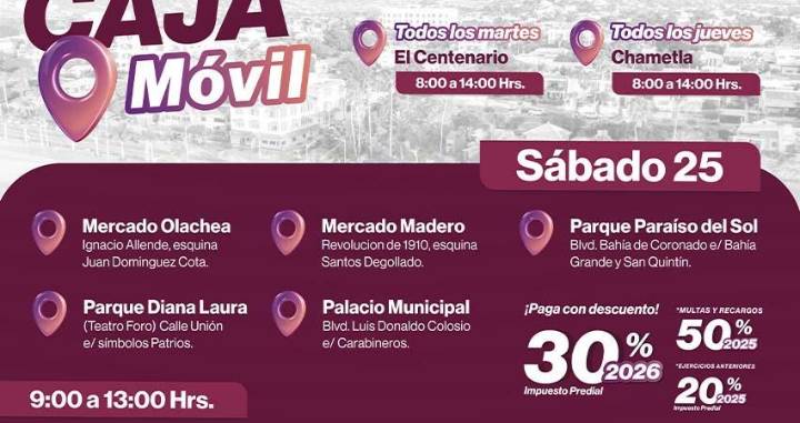 Ayuntamiento de La Paz instala cajas móviles adicionales para pago del Predial