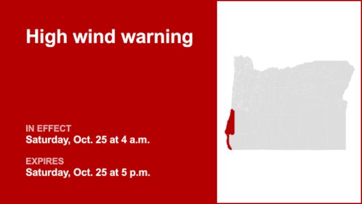 High wind warning affecting South Central Oregon Coast and Curry County Coast Saturday