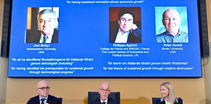 Premio Nobel de Economía a las investigaciones que impulsaron el crecimiento económico a través de la innovación