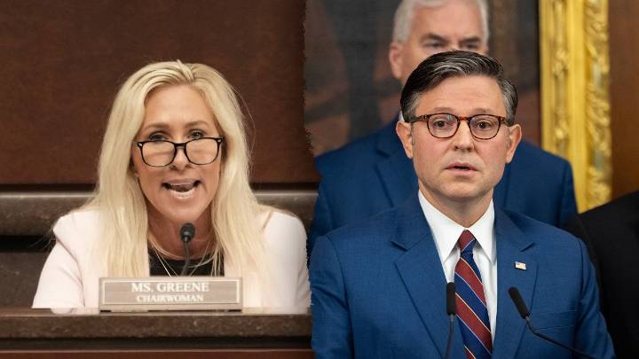 Marjorie Taylor Greene confronts Mike Johnson on GOP shutdown plan