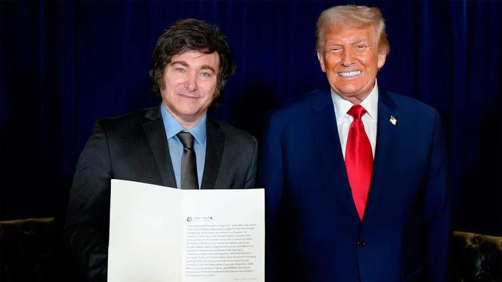 Javier Milei felicitó a Donald Trump por el acuerdo Israel-Hamas y lo propuso para el Nobel de la Paz