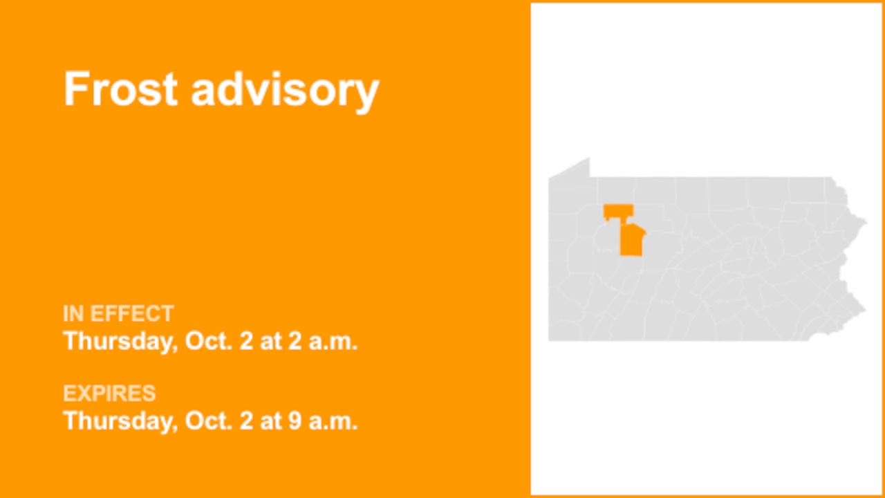 Frost advisory in place for Forest and Jefferson counties for Thursday