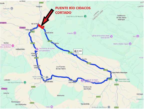 La SO-630 en Villar del Río permanecerá cortada dos meses por obras en el puente del Cidacos