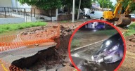 Cae vehículo en socavón en Ciudad Obregón