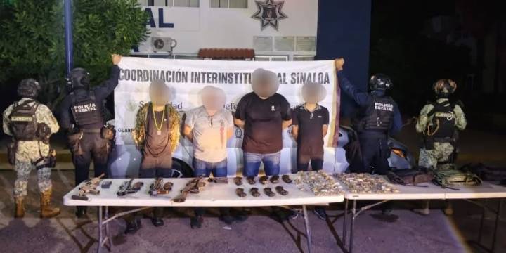Tras enfrentamientos en Culiacán, Sinaloa, Marina y Guardia Nacional detiene a 4 personas con armas largas