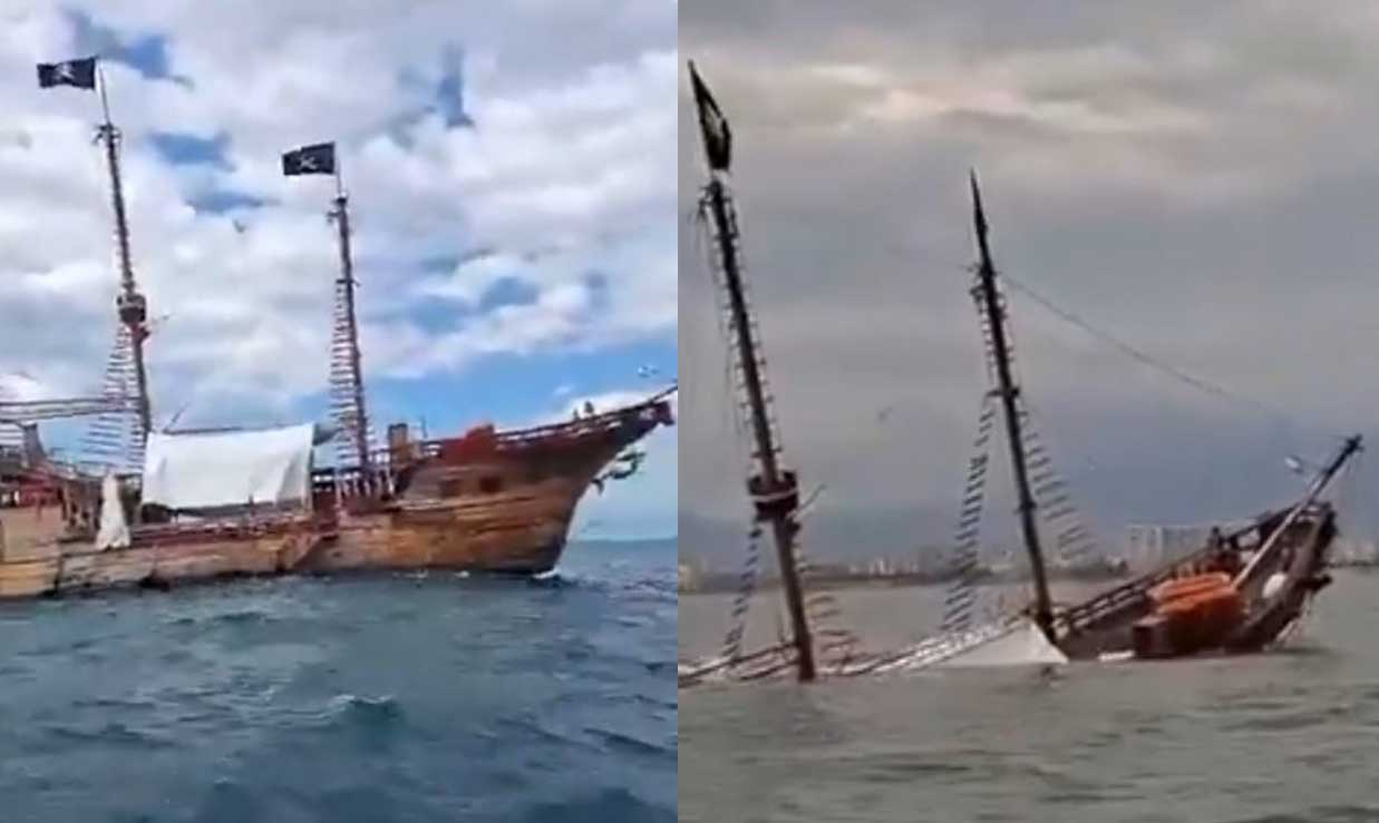 Se hunde en Puerto Vallarta el galeón «Marigalante», réplica de la Santa María