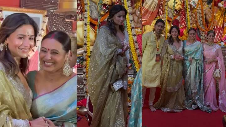 Alia Bhatt's 'Bengali saree' look at Mukerji's Duraga pandal & inside pictures are buzzing all over the net