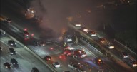 Semi-truck fire causes traffic on 134 Freeway near Griffith Park