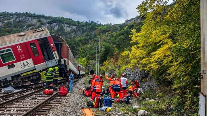 Fast trains collide in Slovakia, injuring dozens, with 2 in critical condition