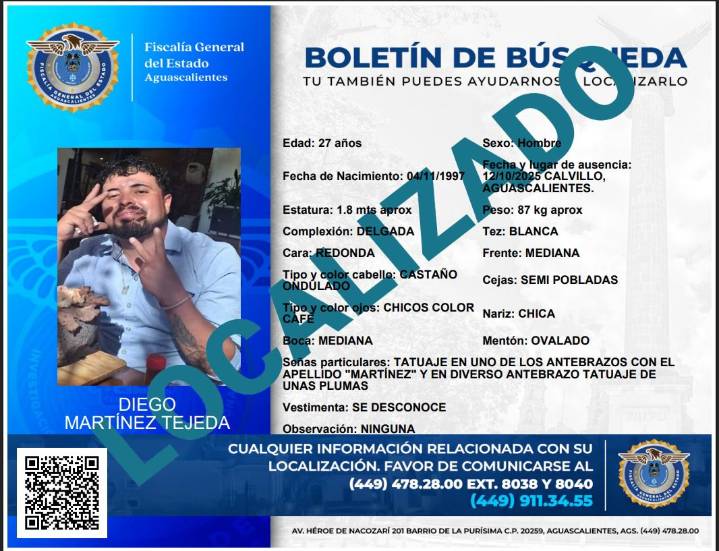 Localizan con vida a dos de los tres jóvenes desaparecidos en Calvillo