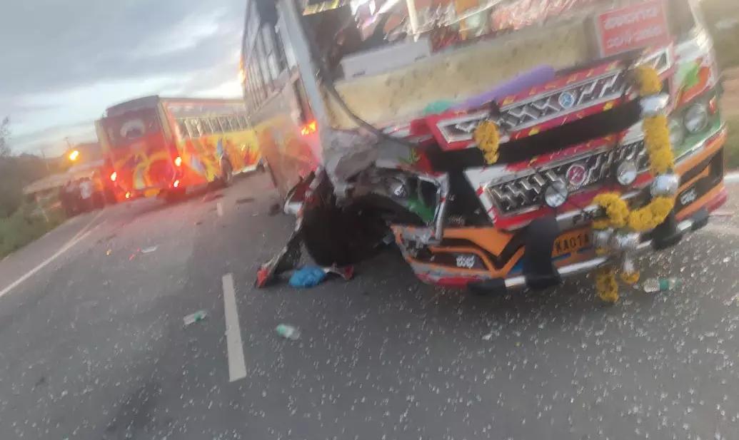 Three killed in car-bus collision in Karnataka's Tumakuru