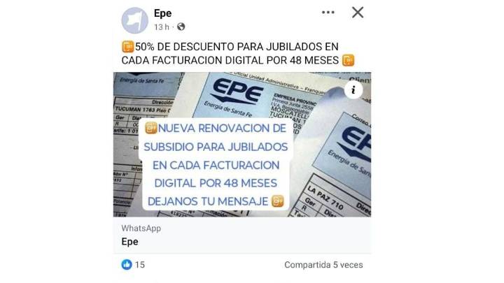 La EPE advierte sobre posibles intentos de estafa a usuarios de Santa Fe