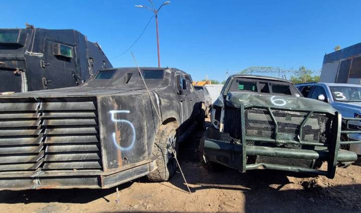 FGR destruye 23 vehículos ‘monstruos’ asegurados en Tamaulipas