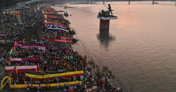 Photos of Hindu devotees celebrating Chhath festival in India