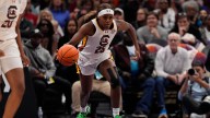 Raven Johnson injury update. South Carolina leaves UNC game after fall