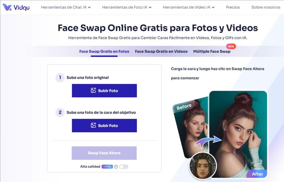Las 4 herramientas más populares de face swap con IA gratis