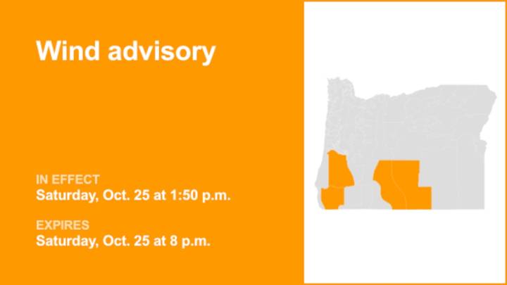 Wind advisory active for Oregon until Saturday evening
