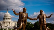 Trump-Epstein statue returns to National Mall after removal by NPS