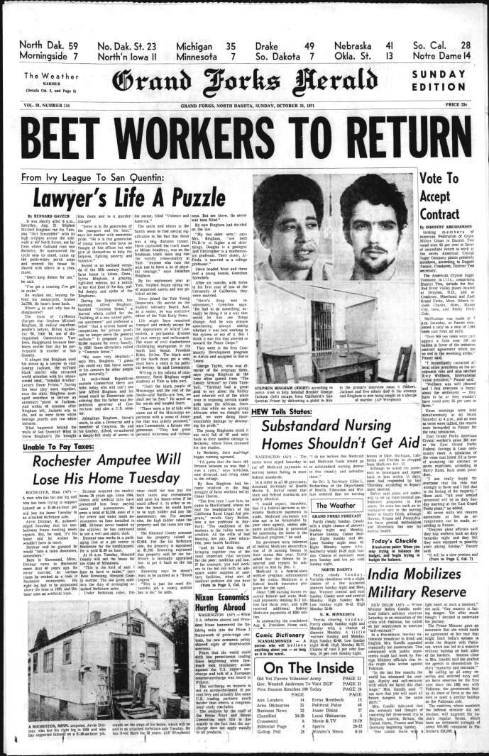 Today in History: October 24, 1971 - American Crystal workers return to work after weeklong strike