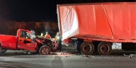 Pickup truck driver hospitalized after slamming into tractor trailer on I