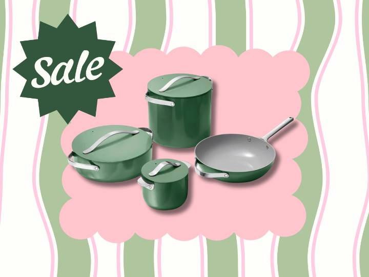 Caraway recently restocked its eight-piece Cookware+ set and it's over $100 off