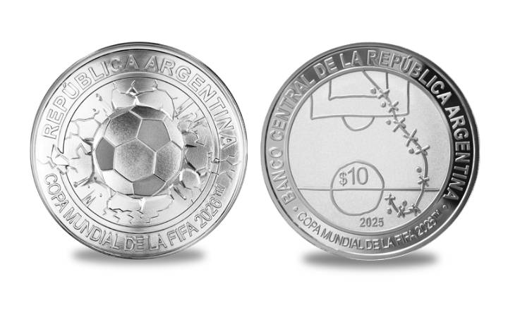 El Banco Central presentó una moneda conmemorativa de plata por la Copa Mundial FIFA 2026