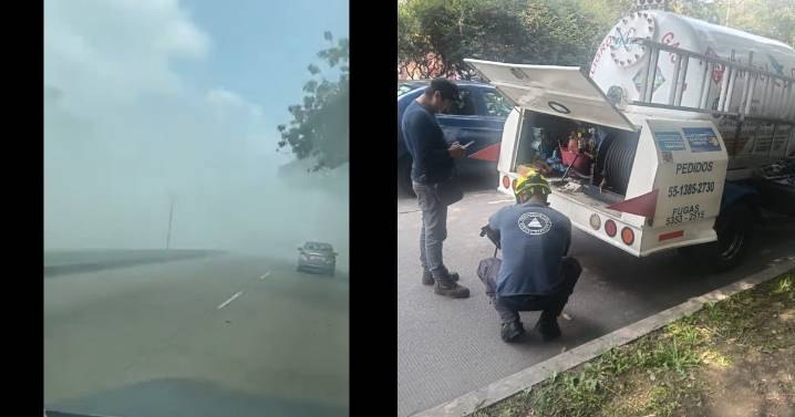 (Video y fotos) Pipa de gas ‘saca’ humo blanco en Circuito Interior: ‘Fuga fue falla mecánica’, dice CDMX