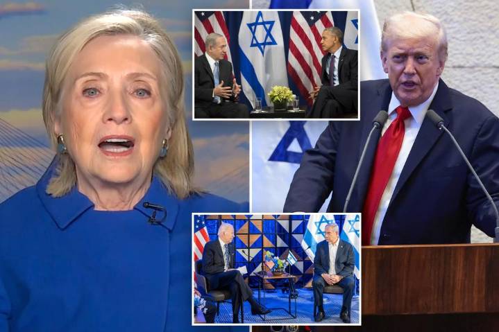 Trump takes swipe at Hillary Clinton, blasts Obama and Biden in Knesset speech