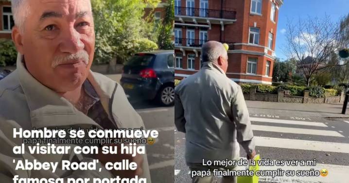 Como le brillaron sus ojitos: hombre causa conmoción al cruzar Abbey Road con su familia en Londres