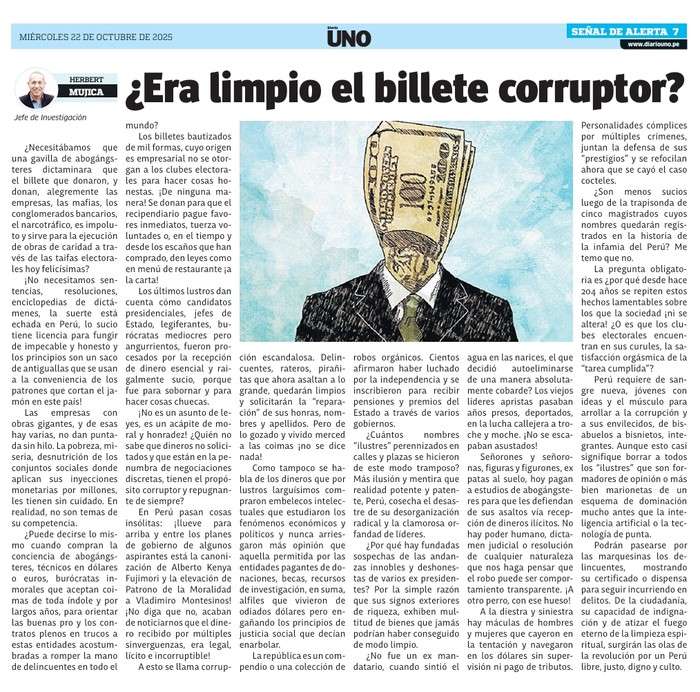 ¿Era limpio el billete corruptor?