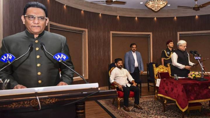 Former cricket captain Mohammad Azharuddin sworn in as Telangana Minister