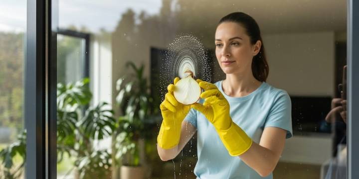 Para qué sirve frotar media cebolla en los vidrios de las ventanas