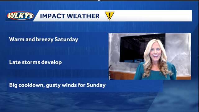 Impact weather:  breezy and warm on Saturday, storms on the way