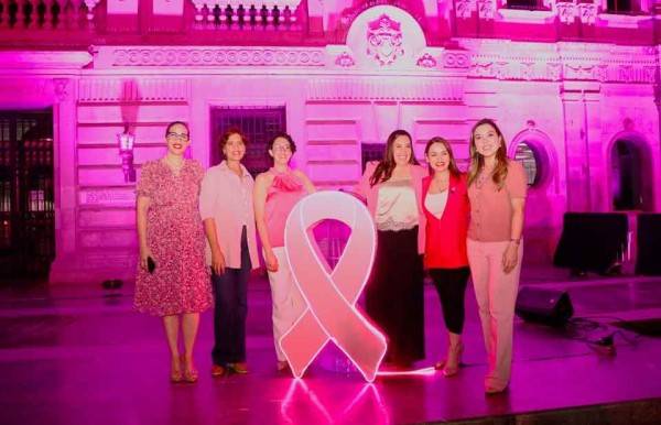 Iluminaron de rosa edificios públicos por cáncer de mama
