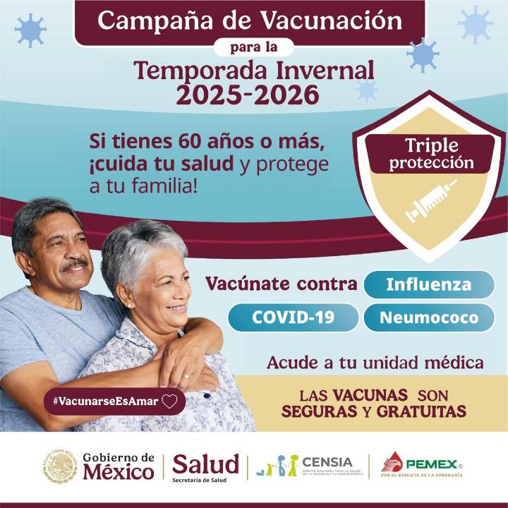 Realiza Pemex campaña de vacunación contra la influenza, neumococo y COVID 19