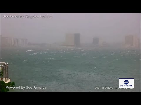 LIVE VIEW: Kingston Harbour, Jamaica as Hurricane Melissa hits island