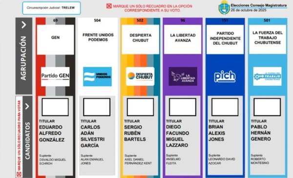 Trelew y Esquel votan este domingo a sus representantes en el Consejo de la Magistratura