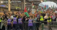 Hundreds of protesters 'take over' Edinburgh Waverley station