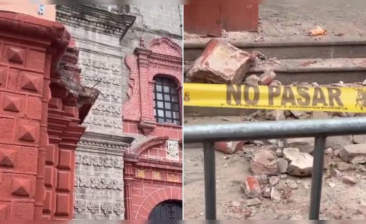 Desplome de cornisa en iglesia de Ayacucho deja una mujer fallecida y múltiples heridos