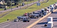 Overturned trailer shuts down portion of I