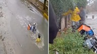 Captan a Repartidor de Plataforma Siendo Arrastrado por Arroyo en Tijuana; Vecinos lo Rescataron