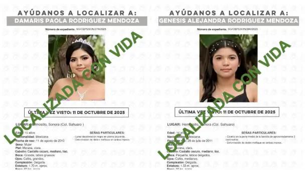 Hermosillo: Hallan a hermanas reportadas como desaparecidas