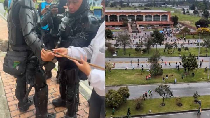 Fuertes manifestaciones en Bogotá: Policías resultan heridos con flechas en medio de los disturbios