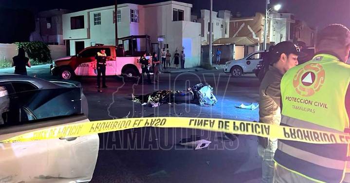 Motociclista se mata al chocar con Camaro en Reynosa