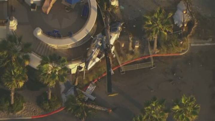 Southern California beachgoers watch helicopter spiral out of control, slam into palms; 5 hospitalized