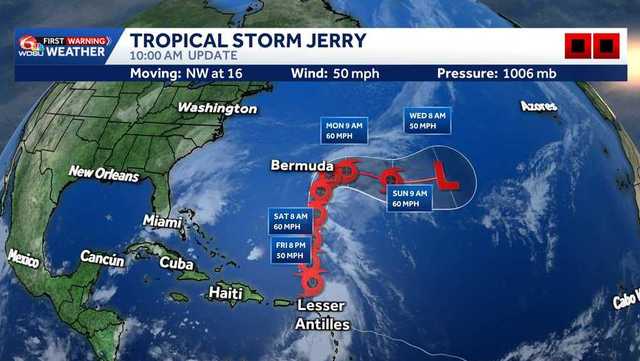 Tropical Storm Jerry continues to struggle
