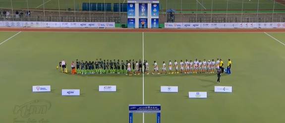 Indian Junior Hockey Team Players Exchange Pleasantries with Counterparts from Pakistan