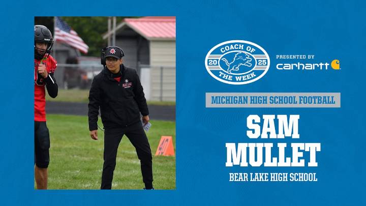 Sam Mullet of Beak Lake High School Named the Detroit Lions High School Football Coach of the Week