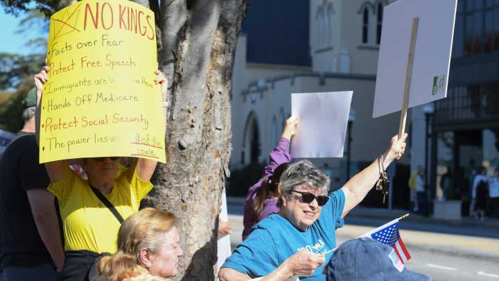 Hundreds protest Trump administration: 'this is going to be a long road'